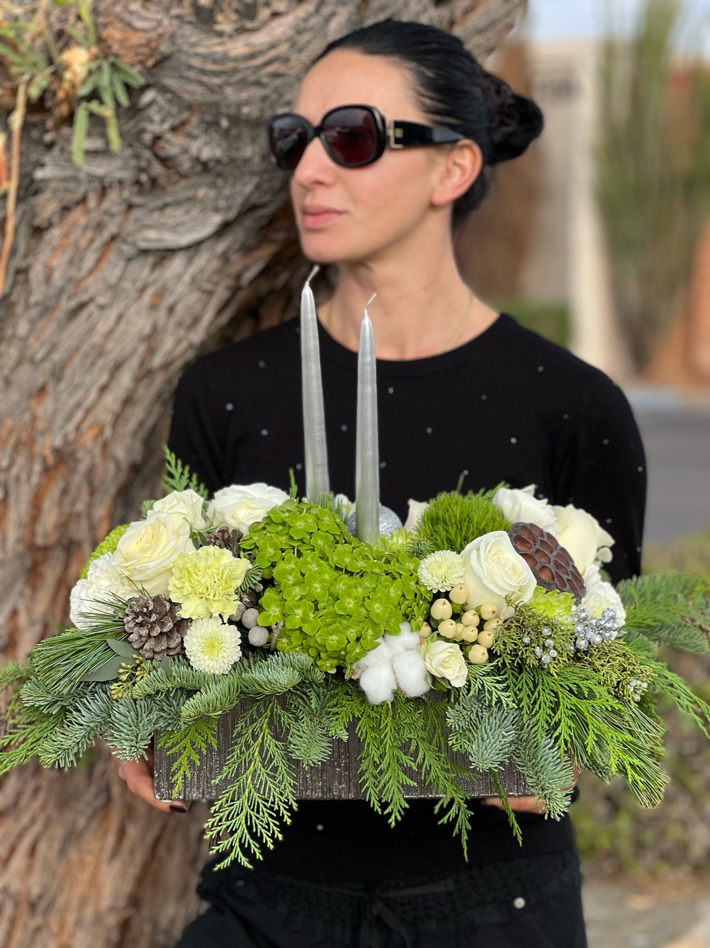 Silver Radiance Holiday Centerpiece