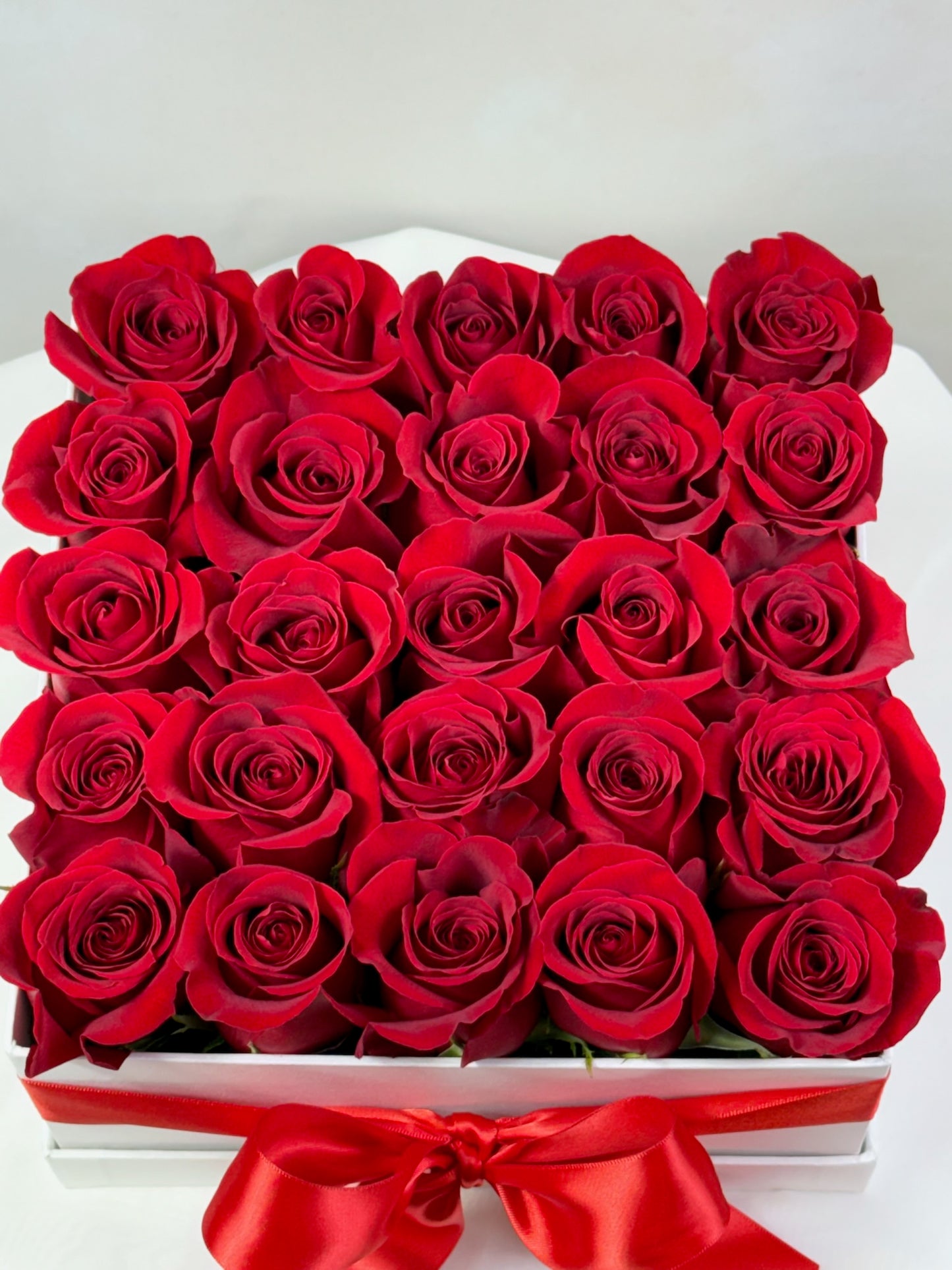 Square box of roses